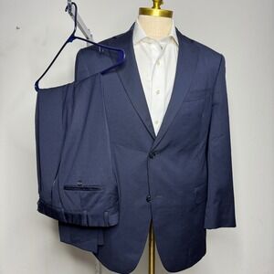 Hart‎ Schaffner Marx Navy Pinstripe Wool Suit Men's 40R 33W Blue